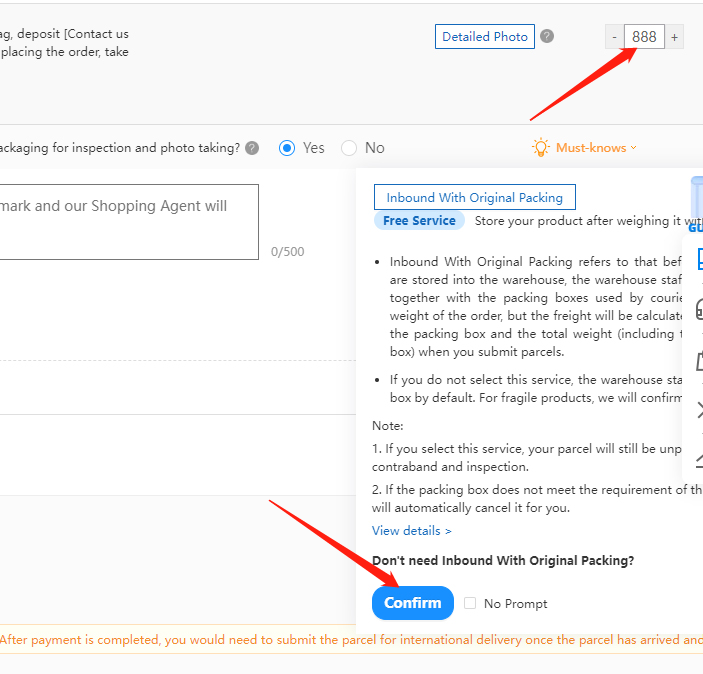Betalen door Taobao agent